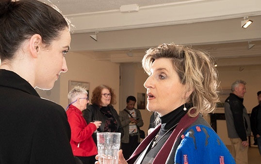 Mary Callaghan and Kate Kerrigan at the opening of Second Home at the Linenhall Arts Centre